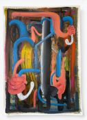 Adam Falp (b.1994), 'Bicycle', acrylic on paper, signed and inscribed to reverse. H.90 x W.65cm.