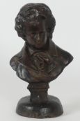A Victorian cast iron bust of Beethoven, 35cm.