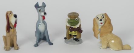 Three Wade Lady and the Tramp blow-up figures along with a Wade Wind in the Willows toad figure,