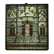 A STAINED AND LEADED GLASS WINDOW, POSSIBLY GERMAN, 17TH CENTURY