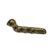 A CHINESE GILT BRONZE MODEL OF A SILKWORM, HAN DYNASTY OR LATER