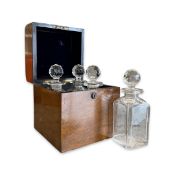 A VICTORIAN OAK DECANTER BOX