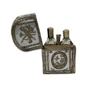 A 19TH CENTURY FRENCH PALAIS ROYAL MOTHER OF PEARL SCENT BOTTLE HOLDER