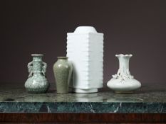 FOUR CHINESE CELADON GLAZED VASES