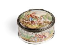 A 19TH CENTURY VIENNESE ENAMEL AND SILVER SNUFF BOX