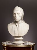 A 19TH CENTURY ITALIAN MARBLE BUST OF DANTE