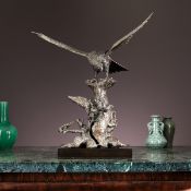A LARGE JAPANESE MEIJI PERIOD BRONZE MODEL OF AN EAGLE