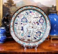 A LARGE OTTOMAN ENAMELLED COPPER CHARGER