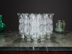 BACCARAT: A SET OF SIX ETCHED GLASS SHADES