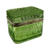 A 19TH CENTURY RUSSIAN GREEN GLASS CASKET