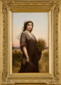 KPM: A VERY LARGE 19TH CENTURY PORCELAIN PLAQUE DEPICTING RUTH SIGNED R. DITTRICH