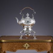 A FINE GEORGE II STERLING SILVER KETTLE ON STAND C.1750, GEORGE METHUEN