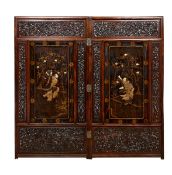 A JAPANESE MEIJI PERIOD INLAID TWO PANEL SCREEN