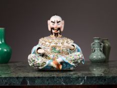A RARE AND LARGE 19TH CENTURY DRESDEN PORCELAIN CLOCKWORK NODDING FIGURE OF A CHINESE MAN