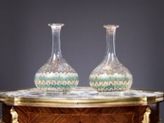 A PAIR OF LATE 19TH CENTURY ENAMELLED GLASS VASES ATTRIBUTED TO IMBERTON