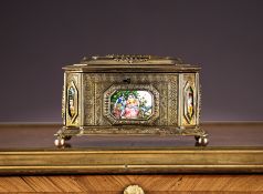 A LATE 19TH CENTURY GERMAN SILVER GILT AND ENAMEL MOUNTED CASKET