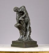 A 19TH CENTURY BRONZE FIGURE OF MILO OF CROTON AFTER DUMONT