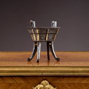 A 19TH CENTURY CHINESE ZITAN WOOD AND MOTHER OF PEARL FANGDING CENSER