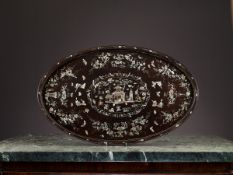 A LARGE 19TH CENTURY CHINESE MOTHER OF PEARL INLAID TRAY