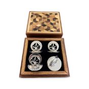 A SET OF GEORGE V STERLING SILVER MENU HOLDERS IN BOX, GLASGOW, C. 1912