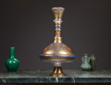 A LARGE LATE 19TH / 20TH CENTURY ENAMELLED GLASS AND GILDED VASE, STYLE OF BROCARD, PARIS