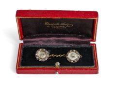 A RARE EARLY 19TH CENTURY GEORGIAN 'LOVER'S EYE' SAPPHIRE AND DIAMOND CLOAK CLASP