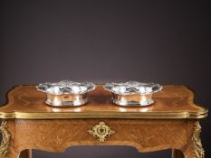 A PAIR OF MID 19TH CENTURY STERLING SILVER WINE COASTERS, C. 1843 JAMES DIXON & SON