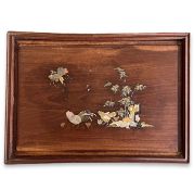 A LATE 19TH / EARLY 20TH CENTURY CHINESE SILVER AND GILT INLAID TRAY