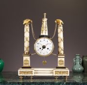 AN EARLY 19TH CENTURY FRENCH MARBLE OBELISK PORTICO CLOCK