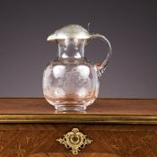 AN ITALIAN SILVER AND GLASS WINE JUG