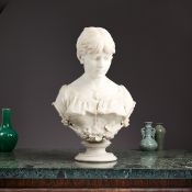 ANTONIO CAMBI (1847-1925): A 19TH CENTURY MARBLE BUST OF A GIRL