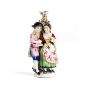 A 19TH CENTURY PORCELAIN FIGURAL SCENT BOTTLE, POSSIBLY CHELSEA