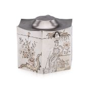 AN EARLY 20TH CENTURY RUSSIAN SOLID SILVER CHINOISERIE TEA CADDY, MOSCOW C. 1900