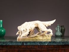 A LARGE ROYAL DUX PORCELAIN MODEL OF A PAIR OF HOUNDS