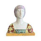 A 19TH CENTURY ITALIAN MAJOLICA BUST OF A YOUNG WOMAN