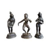 THREE 19TH CENTURY THAI BRONZE FIGURES OF DEITIES