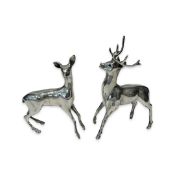A STERLING SILVER PAIR OF MODELS OF A STAG AND DOE, LONDON, 1964