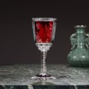 A RARE AND FINE EARLY 19TH CENTURY BOHEMIAN ENGRAVED GLASS GOBLET