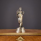 A 19TH CENTURY FRENCH SILVERED BRONZE FIGURE OF A LADY SIGNED A. LALOUETTE