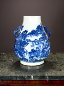 A LARGE CHINESE BLUE AND WHITE HUNDRED DEER PORCELAIN VASE