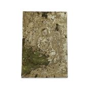 A CARVED JADE RELIEF OF A SEATED BUDDHA, PROBABLY TIBETAN