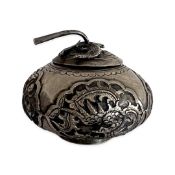 A SMALL LATE 19TH / EARLY 20TH CENTURY CHINESE EXPORT SILVER BOX AND COVER