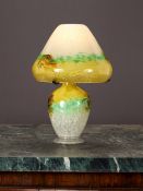 A MONART ART GLASS MUSHROOM LAMP