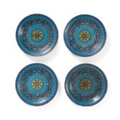 A SET OF FOUR CHINESE CLOISONNE ENAMEL CIRCULAR DISHES