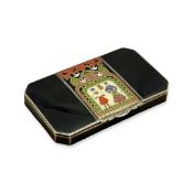 AN ART DECO STERLING SILVER AND ENAMELLED CIGARETTE CASE C. 1926