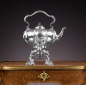 PAUL STORR: A MASSIVE STERLING SILVER KETTLE ON STAND C. 1837