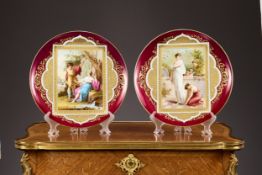 A LARGE PAIR OF LATE 19TH CENTURY VIENNA STYLE PORCELAIN CABINET PLATES