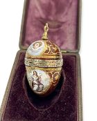 A FINE 19TH CENTURY VIENNESE ENAMEL EGG VINAIGRETTE, LUDWIG POLITZER