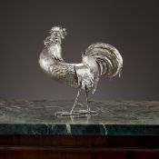 A LARGE 19TH CENTURY STERLING SILVER MODEL OF A COCKEREL C.1899
