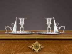 A PAIR OF EARLY 19TH CENTURY STERLING SILVER CHAMBER STICKS C.1837, R&S GARRARD & CO